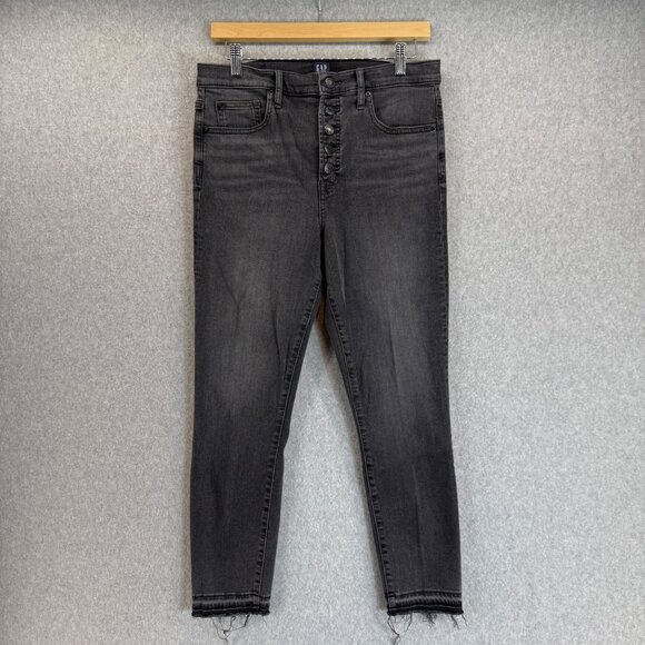 Gap Womens True Skinny High-Rise Button-Fly Washed Black Gray Jeans Size 10 / 30 - Picture 1 of 15